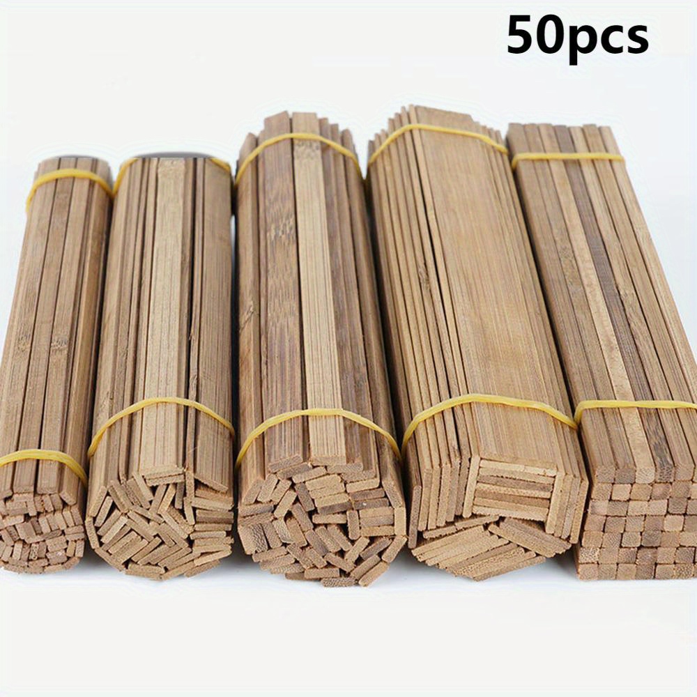 50pcs Building Scene Assembly Model Material Diy Carbonized Bamboo And Wood