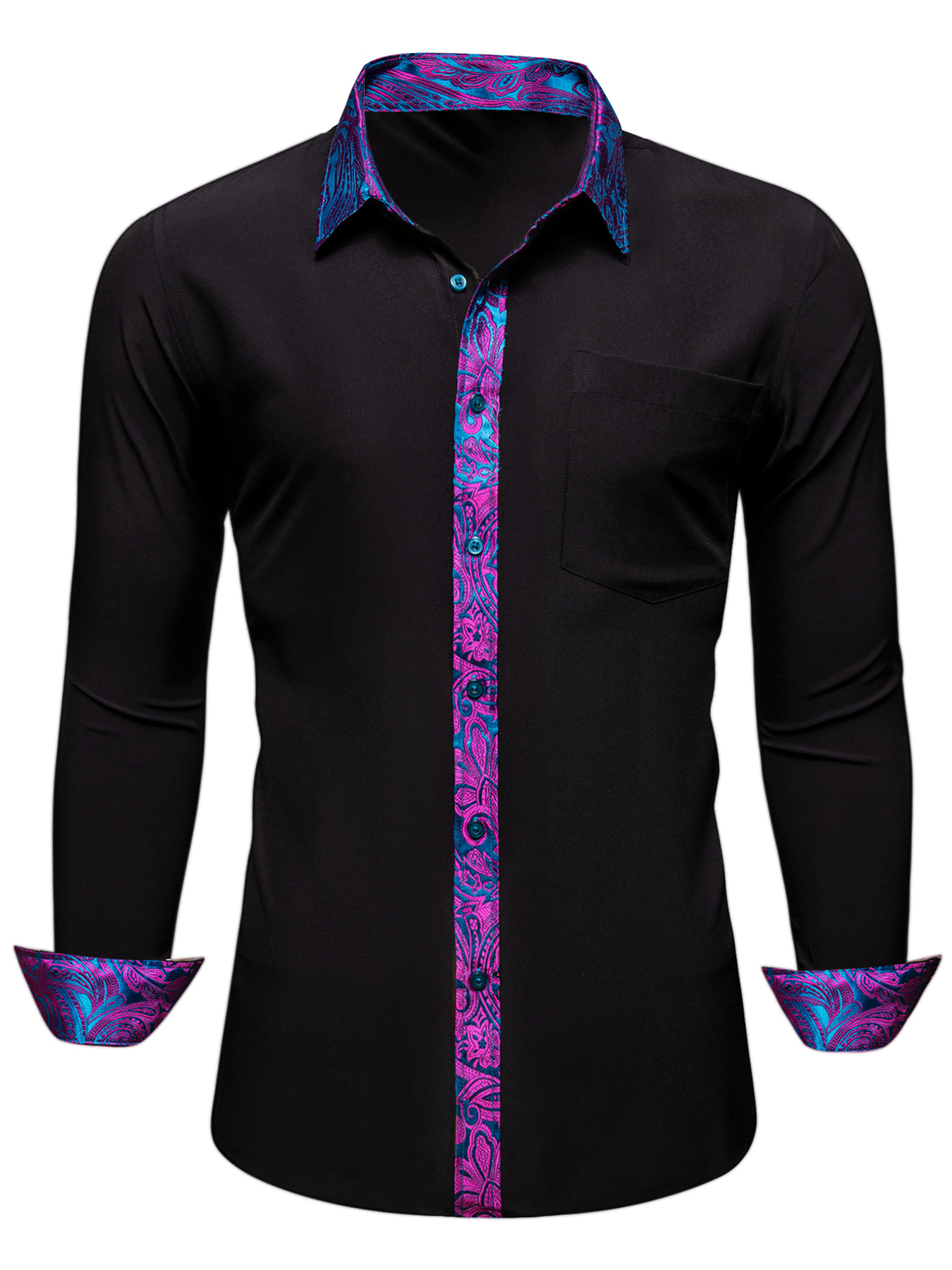 designer black mens shirt long sleeves male shirts floral - Temu