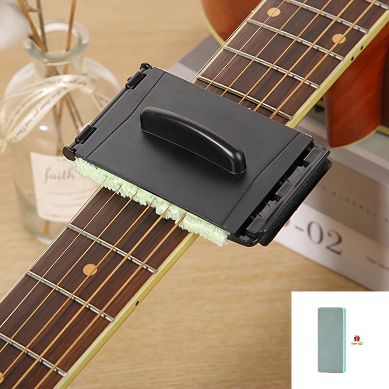TEMU 2pcs Set (1pc Guitar Cleaning Brush And 1pc Scouring Sponge) Acoustic Electric Guitar String Cleaning Brush Board Scraper Friction Cleaning Tool