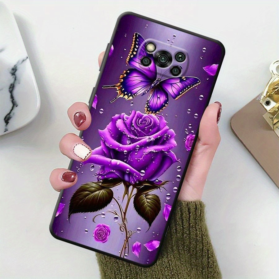 Mehka prevleka za telefon z vinsko motivno zasnovo metulja in cvetja, združljiva z različnimi modeli Xiaomi Poco, kot so F3, F1, F5 Pro, X3 NFC
