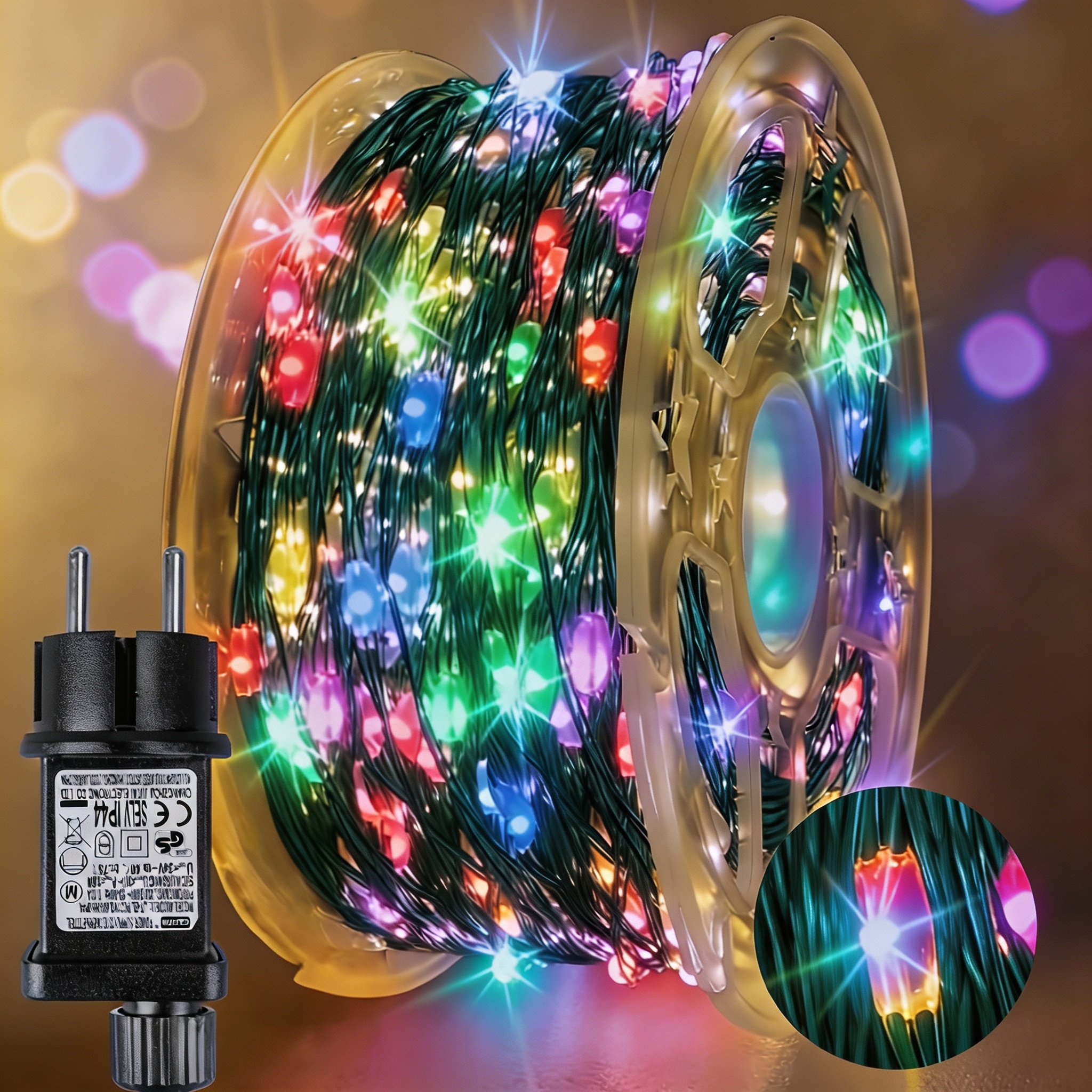 TEMU Lot de 1 Guirlande Lumineuse de Noël d'Extérieur, 300/500/1000 LED pour , avec 8 Clignotants, Minuterie, Thème Cinéma, Convient pour Cour,