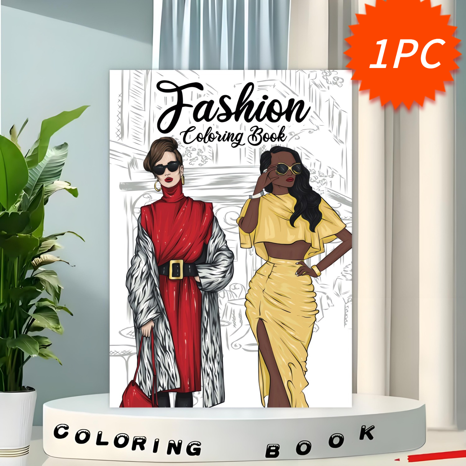 TEMU Fashion-themed Coloring Book - Thick Paper Beginner Friendly, Easy Patterns, Halloween And Holiday Designs - Stress Relief Art, Christmas