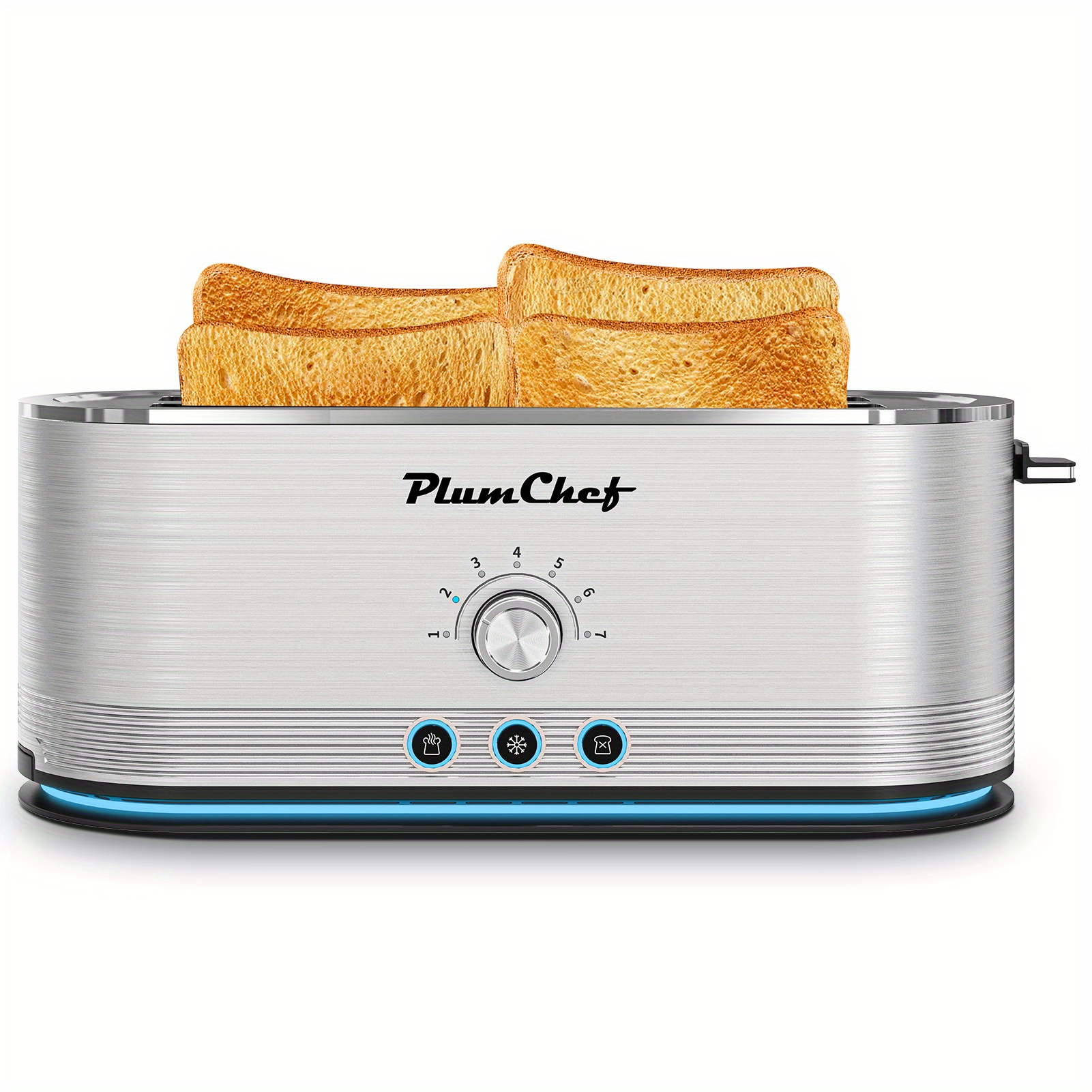 TEMU 4- Stainless Steel Toaster With 6 Browning Levels, &, Removable Crumb Tray 1400w, Anti-fingerprint