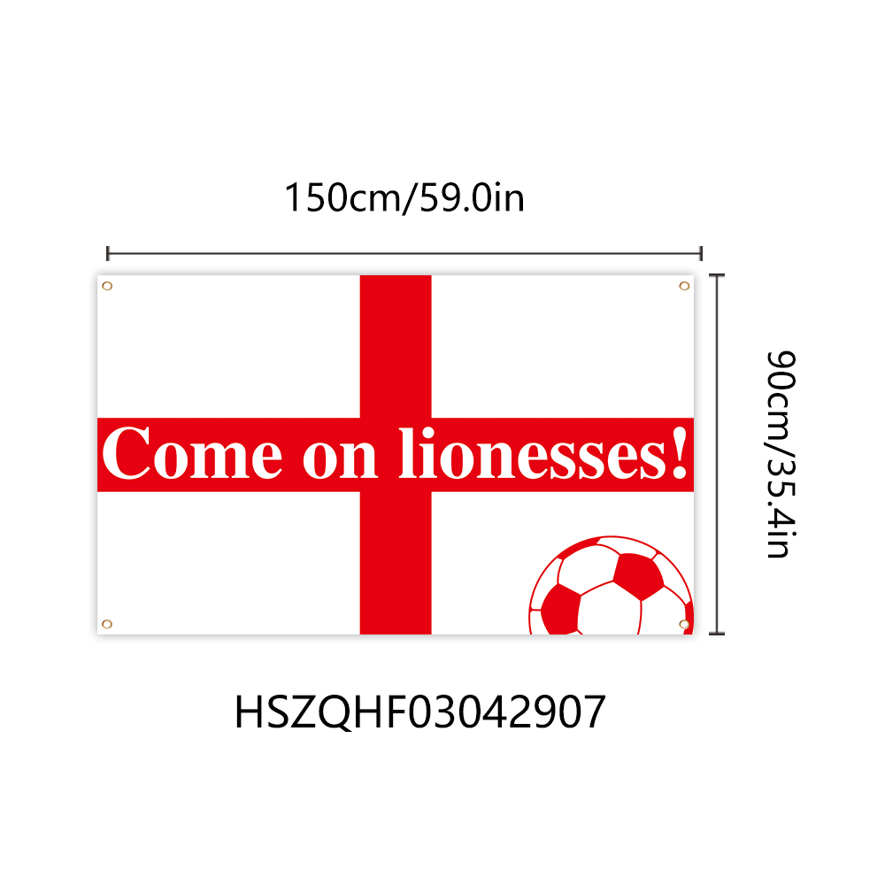 TEMU 1pc 2025 Summer Football Championship England Flag - " !!" Polyester Banner, 59in X 35.4in, Ideal Day Decorations, Sports Event Memorabilia, And