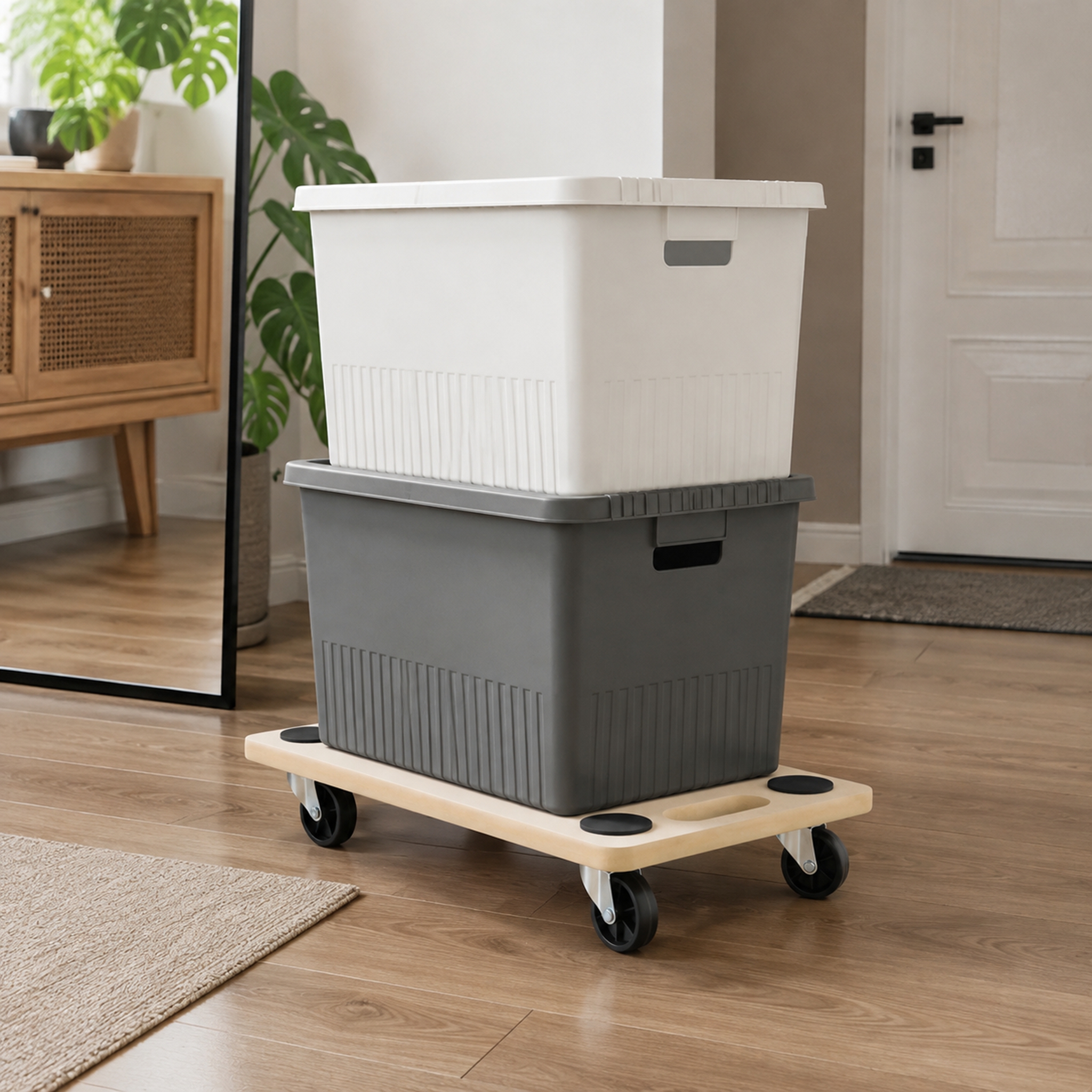 Image of 2pcs Transport Moving Dolly, 2 X 4cm Thick Non-slip Platform, Heavy-duty Transport Platform Cart With Swivel Casters, Material Moving Dolly For Home Renovation, House Moving, Workshop