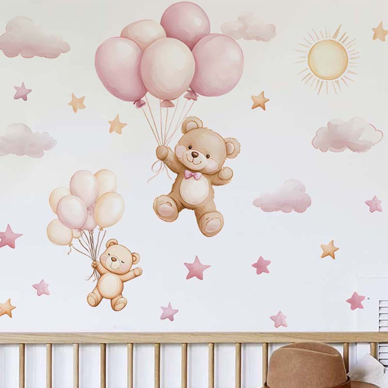 Teddy Bear Wall Sticker, Decorating Living Room, Dining Room, Bathroom, Bedroom, Removable Pvc Wall Sticker