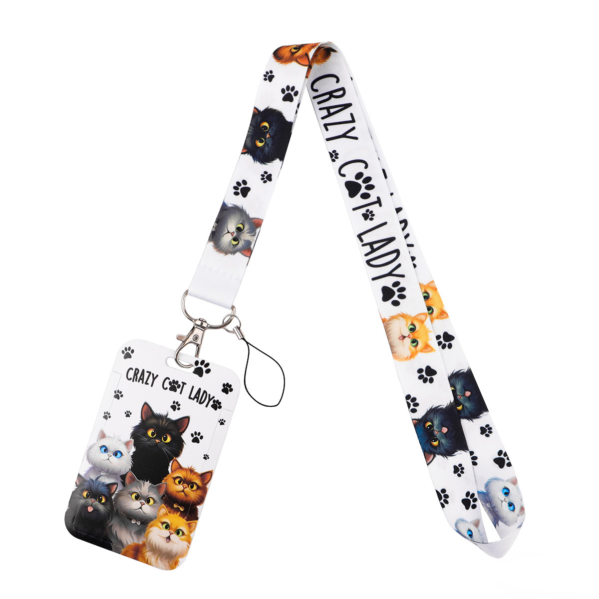 1pc Cat Key Lanyard Car Keychain Personalise Office Id Card Pass Gym Mobile Ring Holder