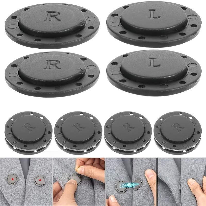 

5 Pairs Snaps Buttons - Black Plastic Sewing Closure For Jackets And Cardigans, Concealed Fasteners For Garment Crafting