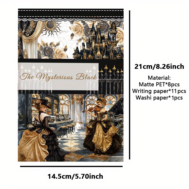 Image of 20 Sheets Large Size Pre-cut Matte Mysterious Lady Sticker Book Dual-material Washi Pet Stickers Set For Scrapbooking Junk Journal Planner Aesthetic Stationery