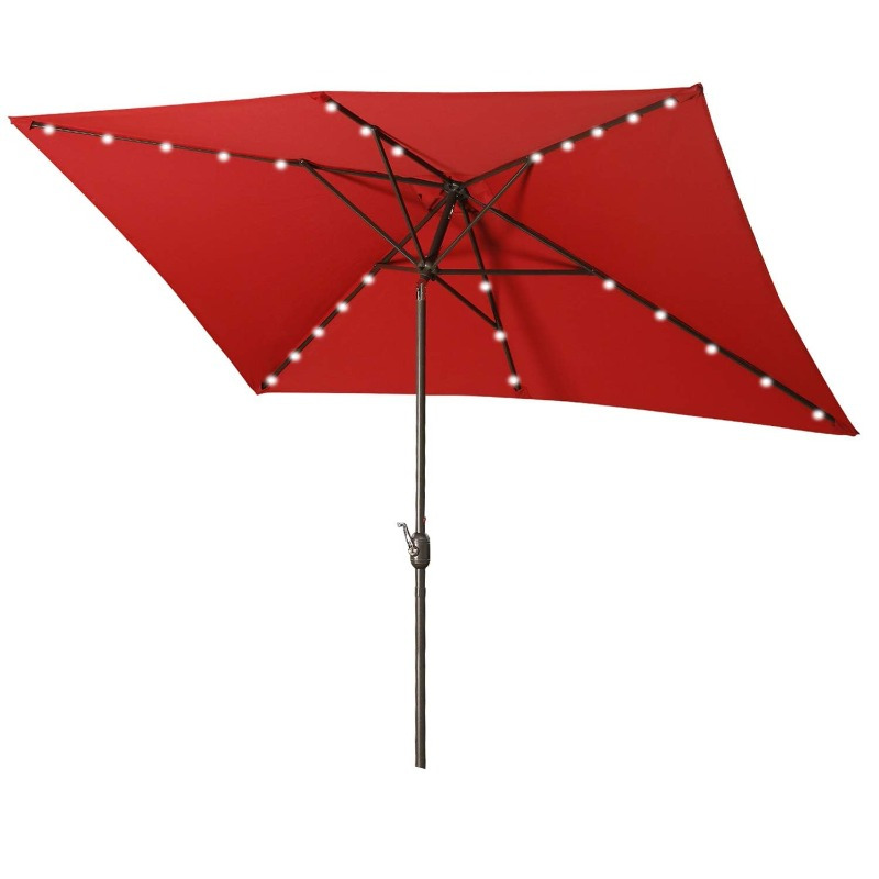 

Led Lighted Patio Umbrella 6.5 X 10ft, Adjustable Aluminum Pole With , Garden, Backyard, And Beach Use