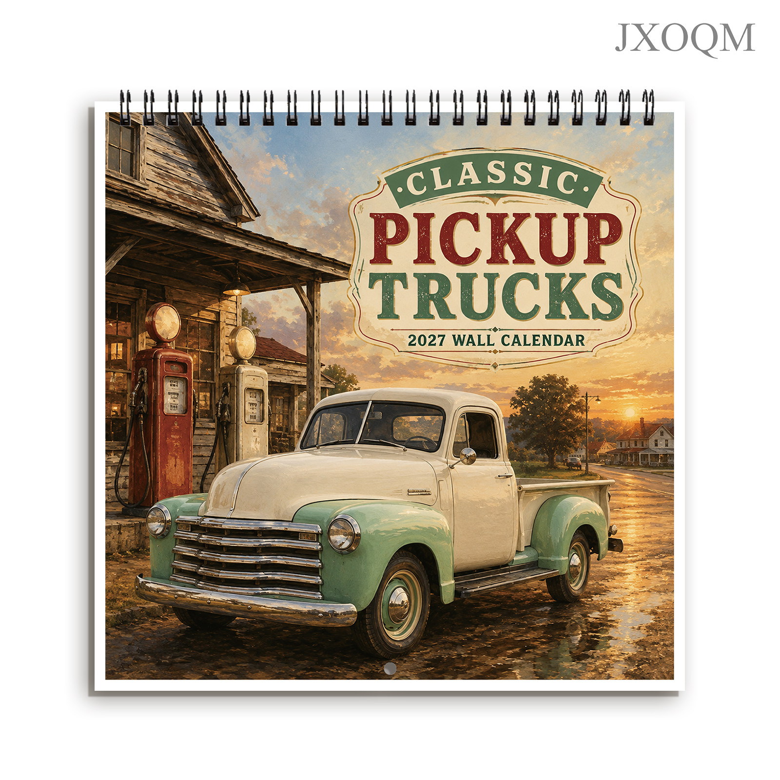 TEMU 1 pièce Calendrier mural 2027 Camionnette à -service - Agenda 12 mois avec paysage rurale vintage, calendrier à suspendre adapté à la décoration