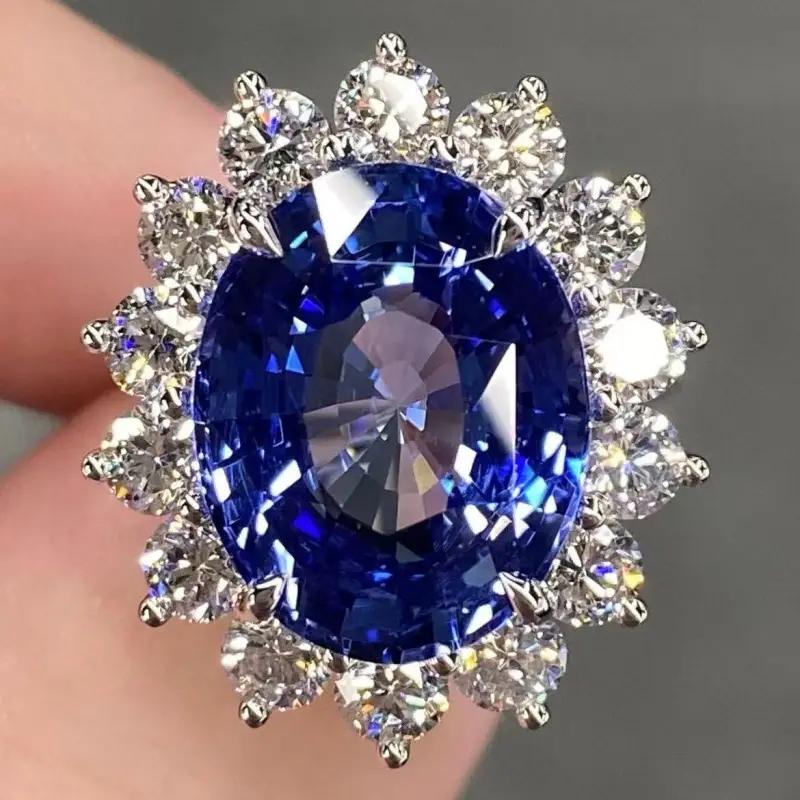 TEMU Luxury Retro Inlay Zirconia Anniversary Ring Exquisite Flower Shape Wide Jewelry For Women Wedding Banquet Party Temperament High Quality Ring
