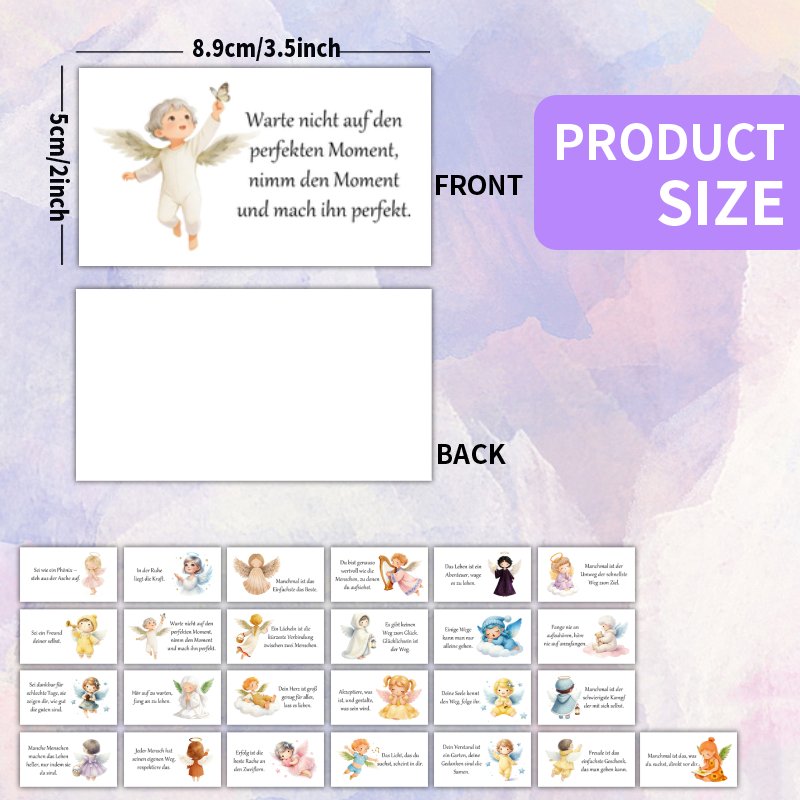 Image of Set Of 100 Cards Featuring German Illustrations - Inspirational Quote Cards With 25 Distinct Designs, Perfect For , Family, Celebrations, Motivation, And Expressing Gratitude