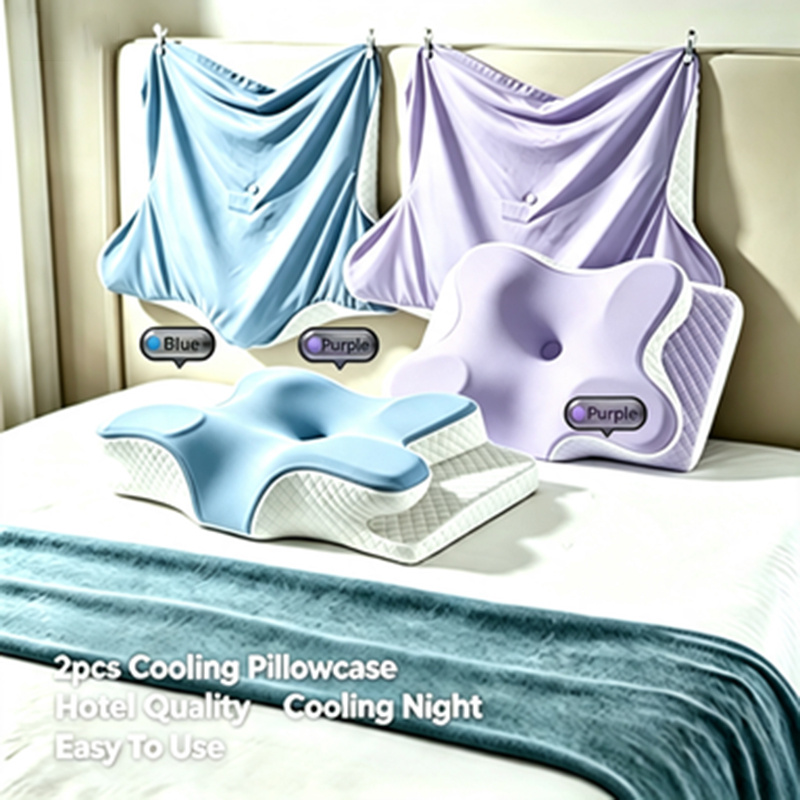 TEMU 2 Pack Cooling Pillowcases Suitable For Ergonomic Pillows - Hotel-grade Quilted Bed Sheets With Hidden Zippers, Machine Washable, 6 For Hot