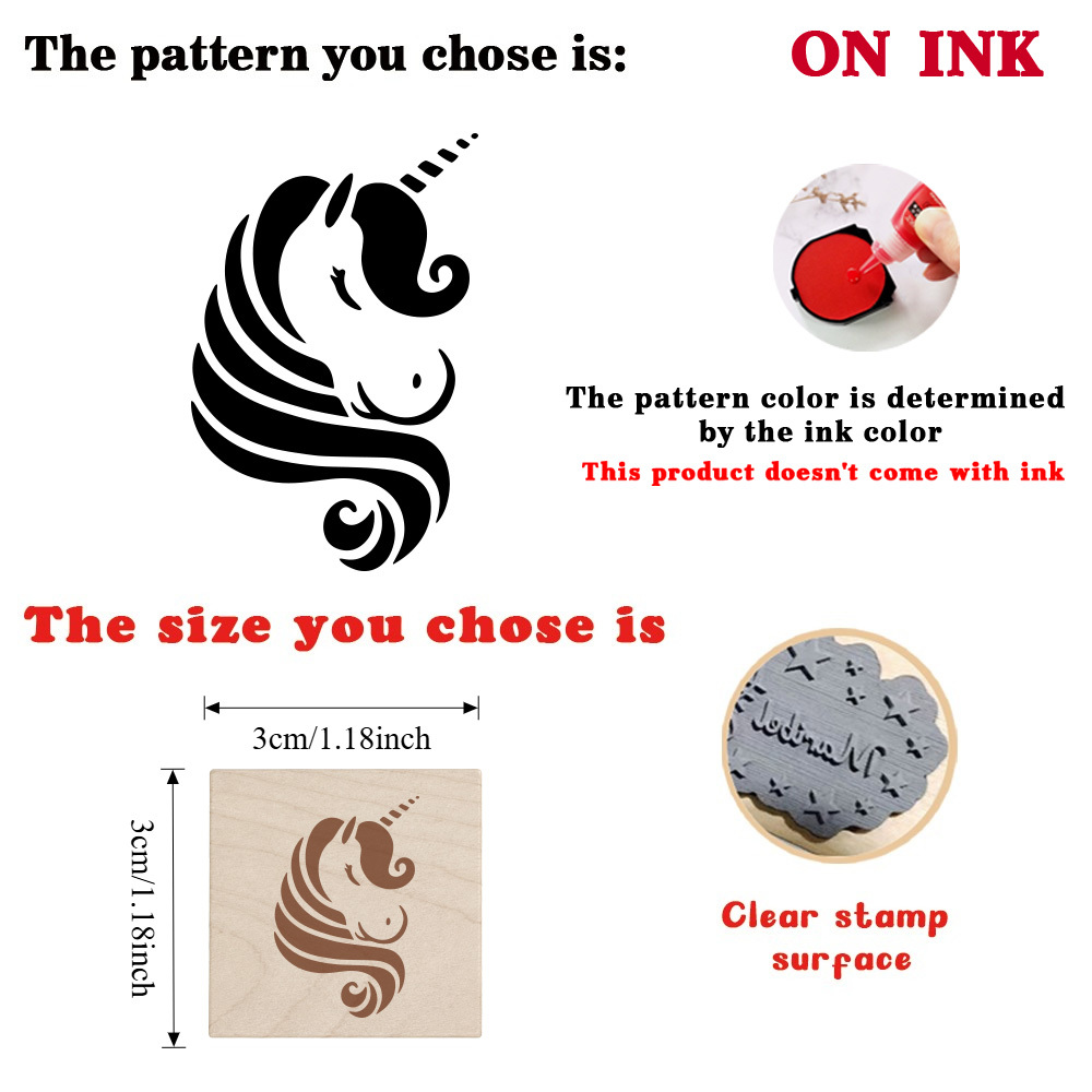 Beautiful Artistic Unicorn Wooden Rubber Stamp
