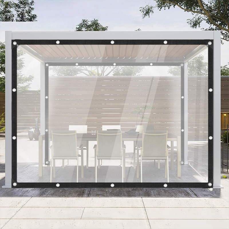 Image of Outdoor Transparent Tarpaulin - Transparent Rainproof Film With Perforations, Waterproof, Suitable For , , Gardens, And Pet Cage Roofs.