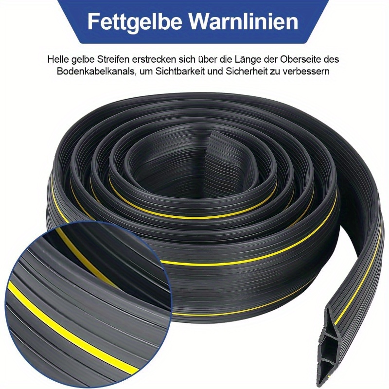 1pc Floor Cord Covers, Floor Cable Bridge, 2m (6.5ft) Floor Cable Duct, Modular Cable Channel, Connection Cords And Wires, Cable Duct With Stripes Shock-absorbing Rubber Strip Anti-collision Strip