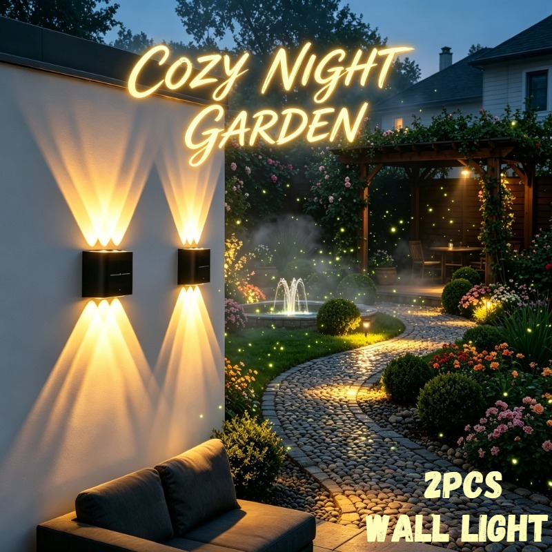 TEMU 2 pezzi COZY - 12 LED Luci Solari per Scale, Luce LED per Esterni, Luci Solari per Ponte, Decorazioni Luminose per Esterni per Scale, Scale,