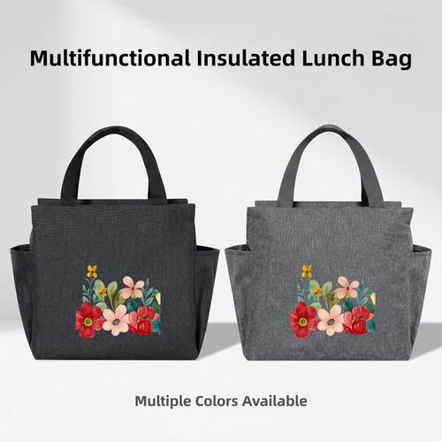 2026 new with flowers pattern print lunch bag lunchbox thick aluminum foil insulated design new product in 2026 multi functional for gym mothers day gift non food contact non food contact