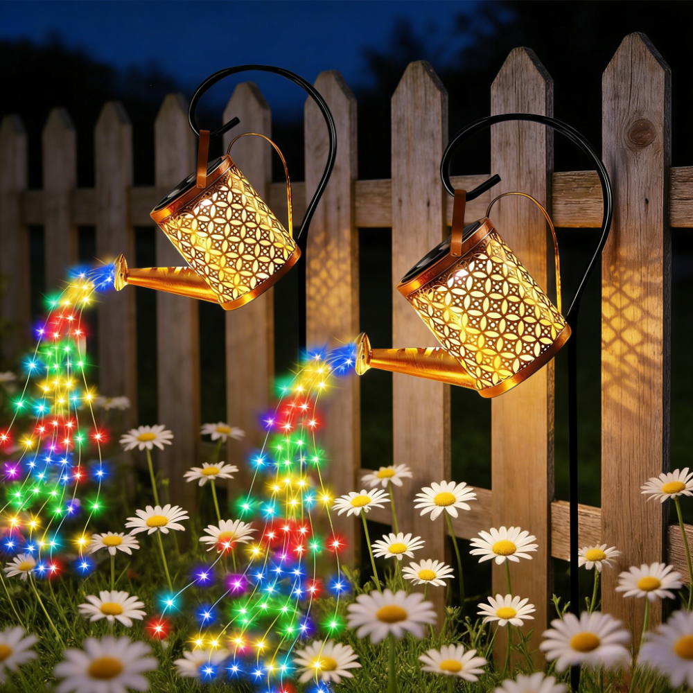 2 Solar Kettle Lights With Colored/warm , Rated Ip65, Featuring Detection, Perfect For Different Settings Like Gardens, Lawns, Patios