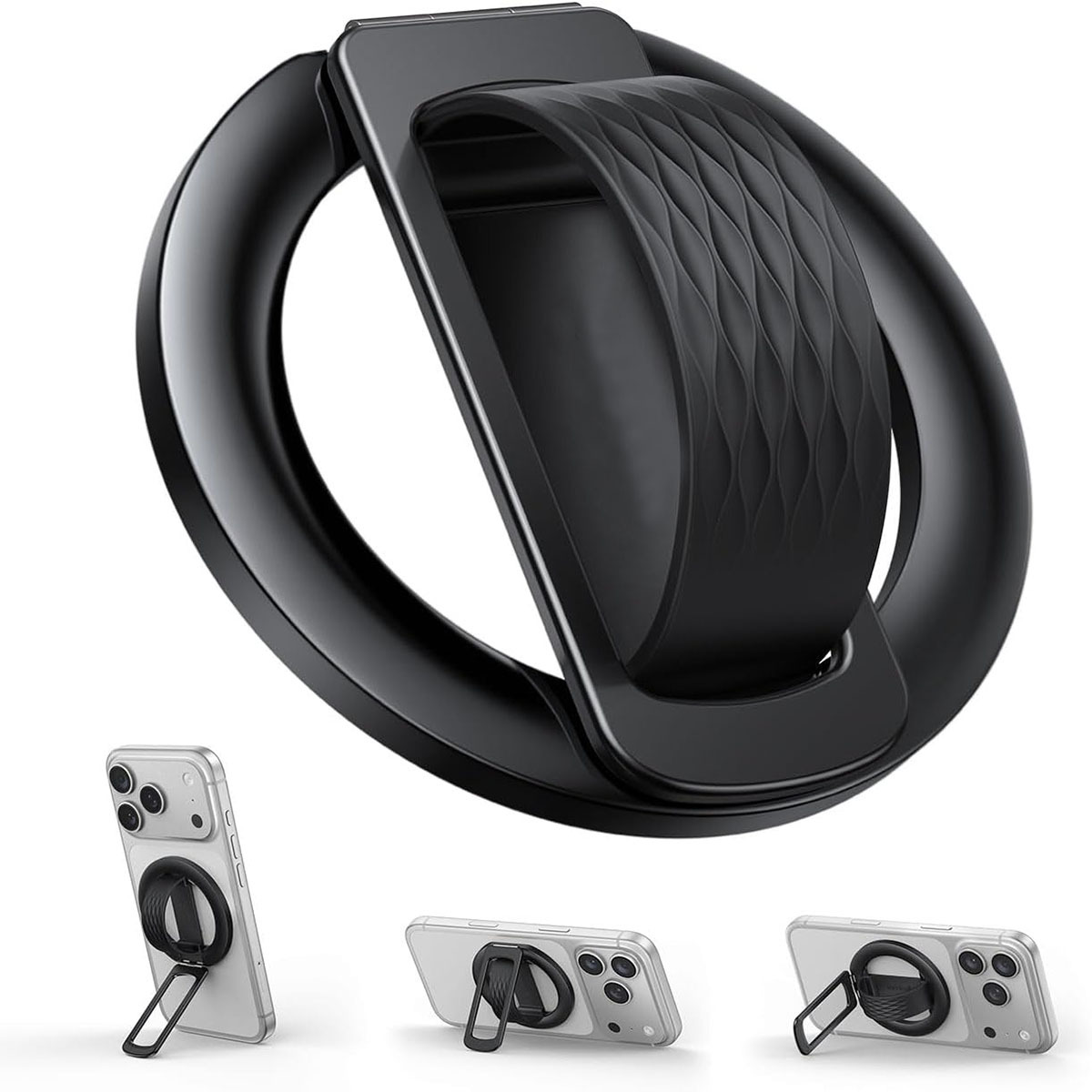 TEMU Support de téléphone de bureau pliable et magnétique – Aimant et puissant, anneau porte-téléphone rotatif à 360°, matériau en alliage, portable