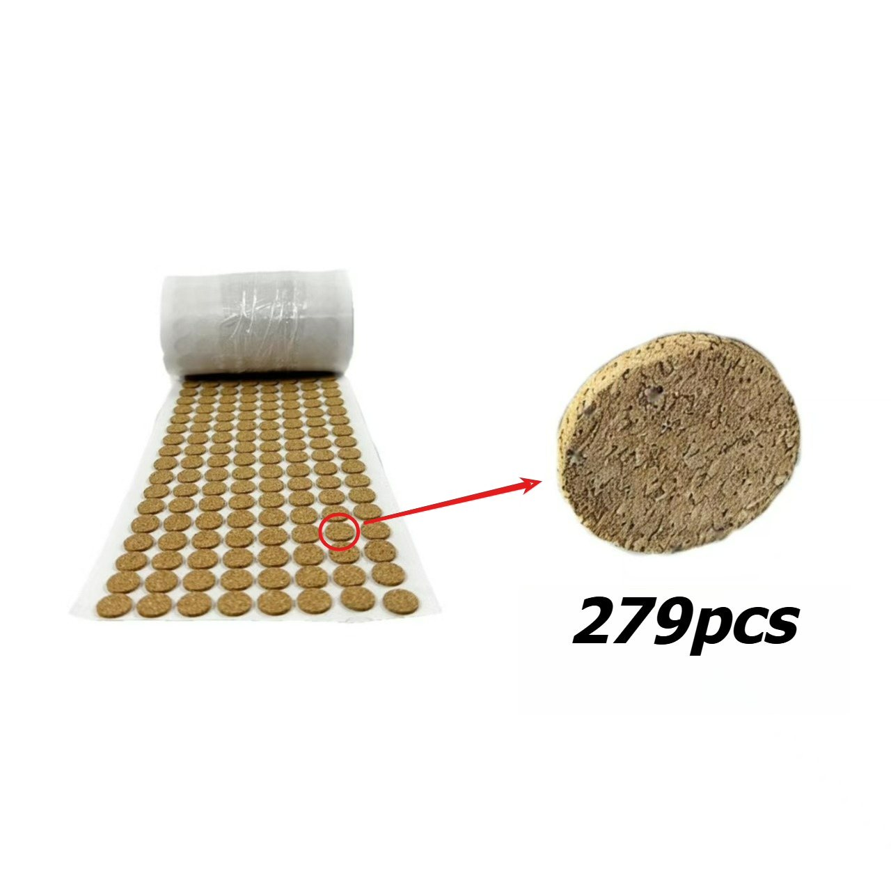 Image of 279pcs Self-adhesive Cork Pads - Hardware Anti-collision Pads, 10mm Diameter, Silent Shockproof Cushions For Cabinets, Drawers, Home And Office Use