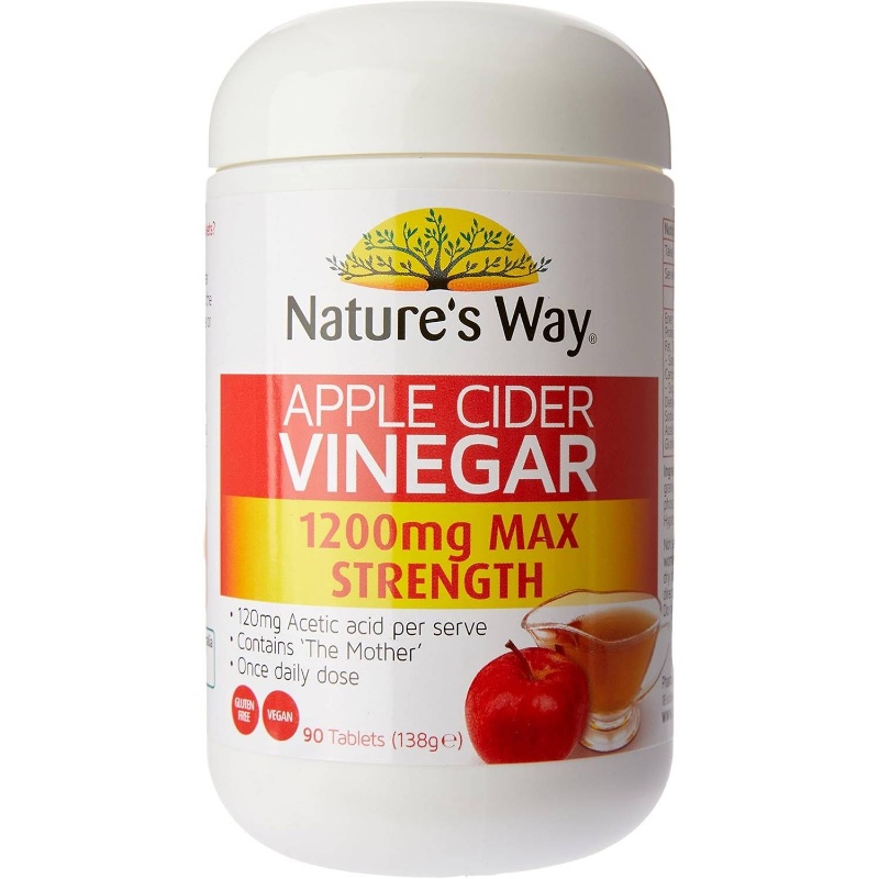 Nature'S Way 1200mg Cider Vinegar Strength 90 Tablets - 1200mg Maximum Strength, 120mg Acetic Acid per Serving, 90 Tablets (138g), Digestive Health, Immune Support, Natural Ingredients, Natural Ingredients Supplement
