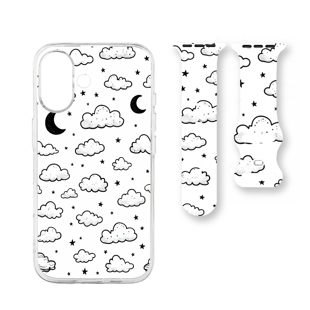 Unisex Dreamy Starry Sky Silicone Watch Band Gift Set