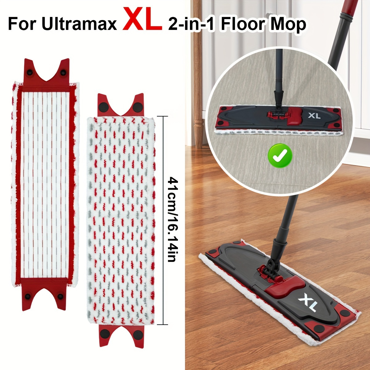 3pcs   absorbent microfiber mop pads   washable reusable for   wet dry cleaning compatible with velida   xl details 1