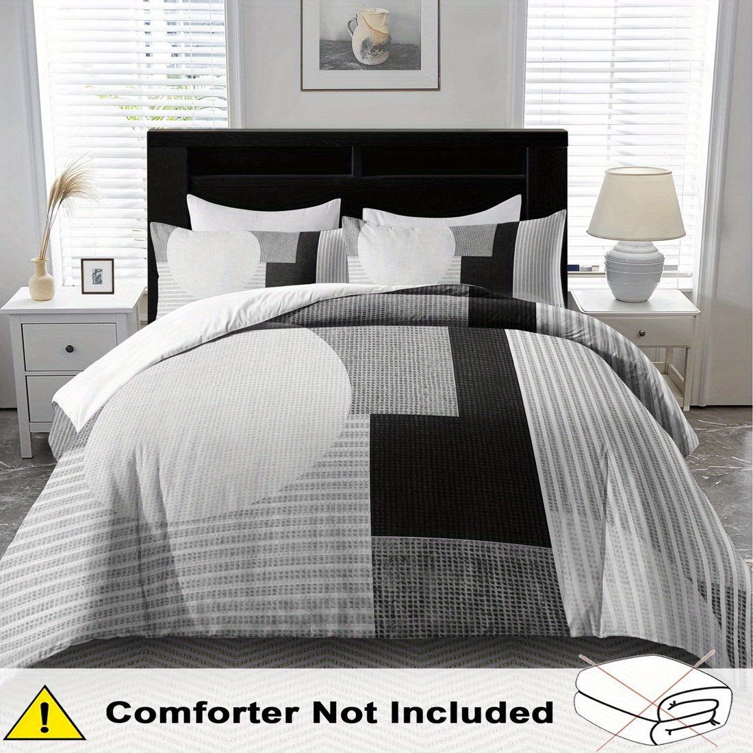 TEMU 2/ 3pcs Quilt Cover Set, Simple Geometry Print Duvet Cover Set, King Bedding, Polyester Machine Washable, Quilt Decoration, Bedroom , Birthday