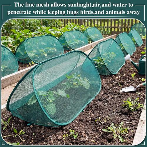 9pcs up plant cover set 1 protective cover 8pcs ground nails insect mesh for vegetables fruits flowers outdoor garden protection