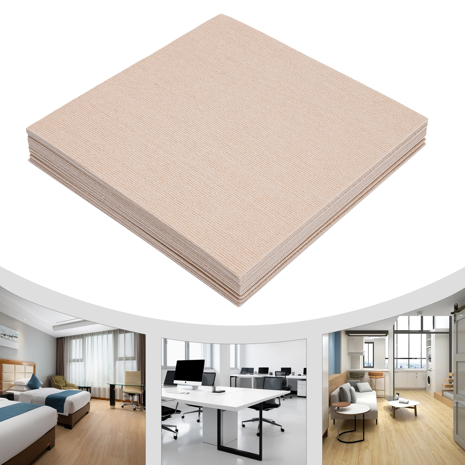 New Oukaning Pack Of 20 Carpet Tiles, 50.8 X 50.8cm Tiles, Self-adhesive, Adsorption Type, Self-adhesive Commercial Carpet (beige Camel) Homeecho