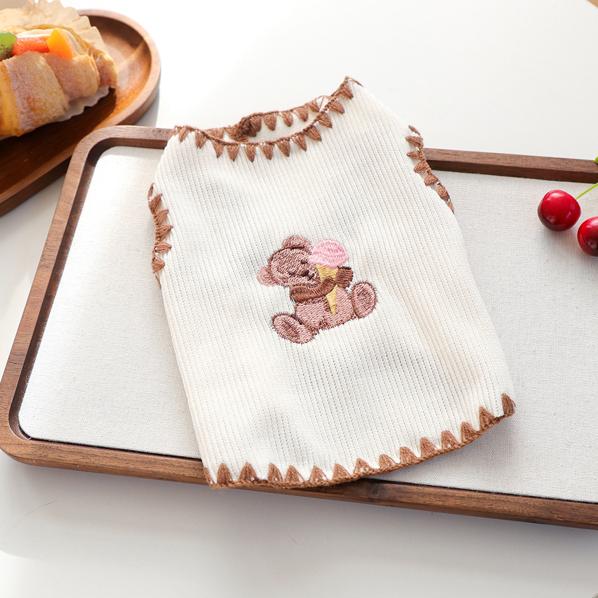 TEMU Pet Teddy Bear Embroidery Vest, Spring Autumn Style Clothes, Small Medium Dog Dachshund Teddy Poodle Bichon Cute Knit Vest, Cat Two-leg Outfit