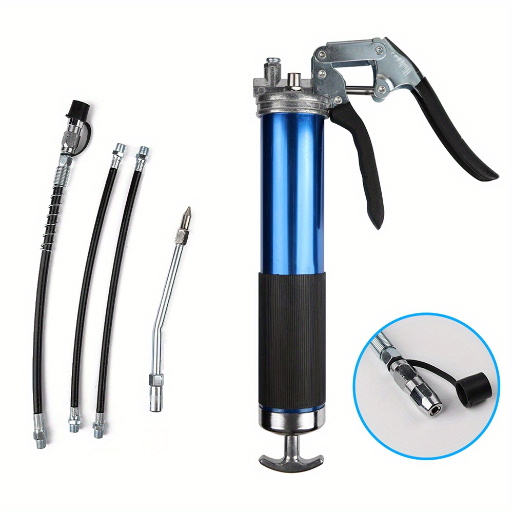 TEMU Heavy-duty Grease Gun With A , Of 7000 Psi, Featuring A Hose, Pointed Coupler, Metal Pipe, And A Leakproof , Suitable For Vehicles, Tractors, Rvs, Cars, And Power Output Shafts