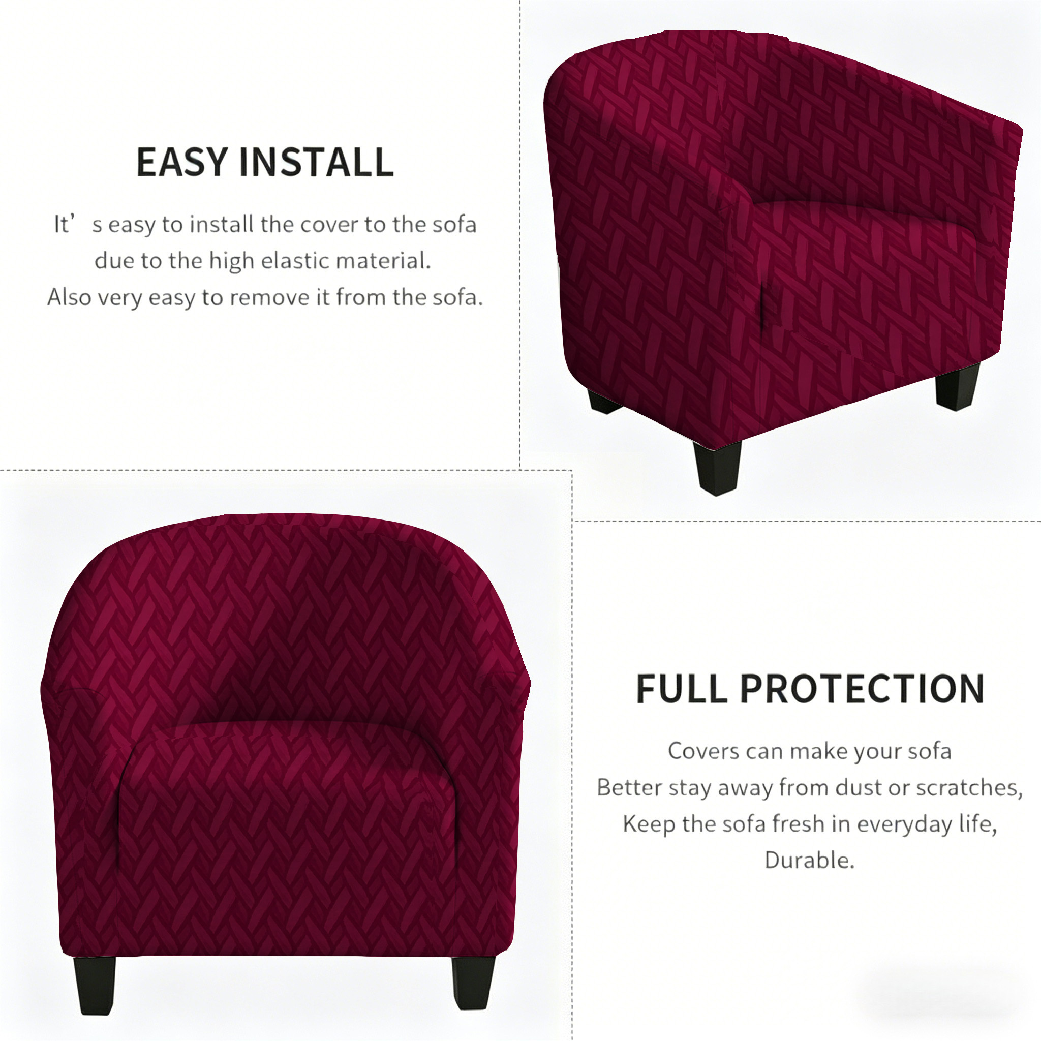 TEMU 1pc Printed Semi-circle Sofa Cover, 2d Flat Printing, Single-seat Sofa Protector For Living Rooms, Bars, And Clubs. Breathable, Non-slip,