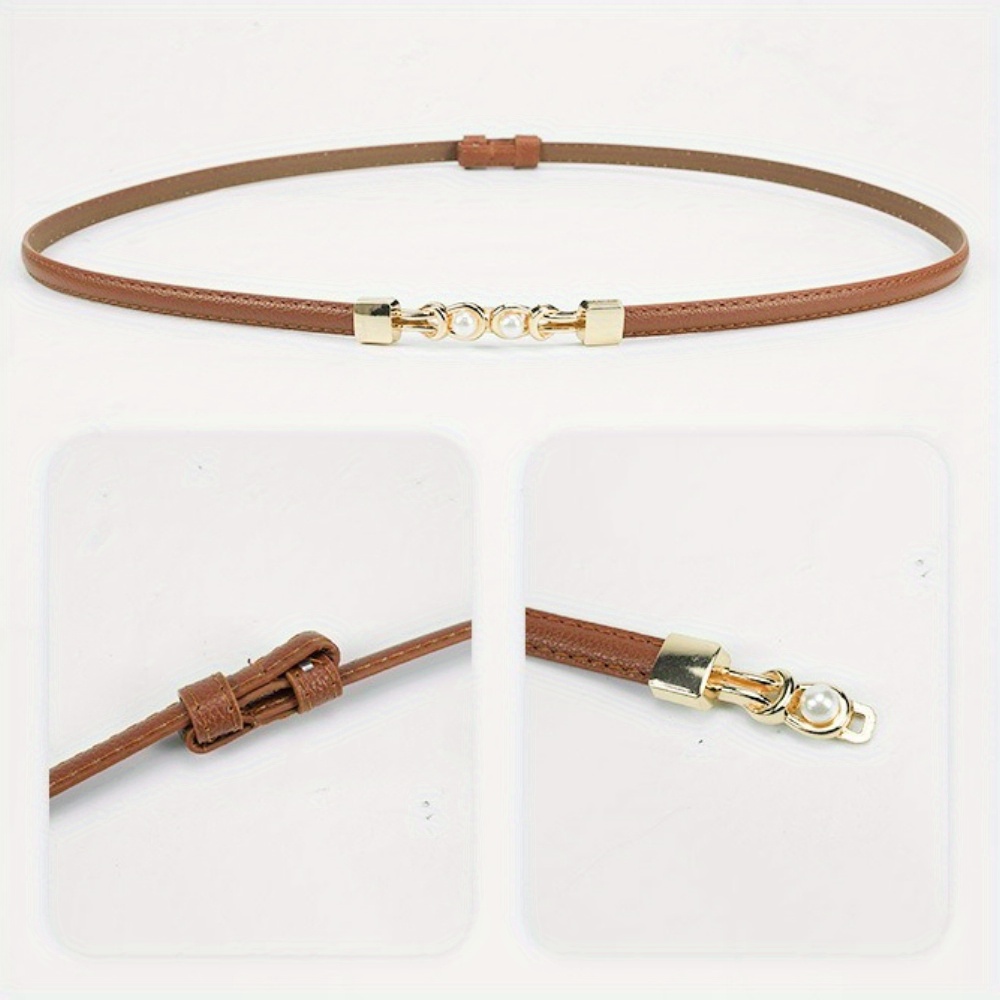 1pc Women's Slim Metal Belt with Buckle - Slim-Fit Dress Belt Suitable for Dresses, Suits, Blouses, Shirts - Casual, Office, Commuting Wear - Professional & Everyday Belt