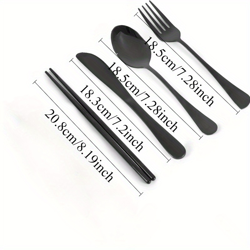 travel utensils with case   portable silverware set for work stainless steel reusable travel cutlery set fork and spoon set for picnic camping gadgets lunch box for men and woman black Product details 1