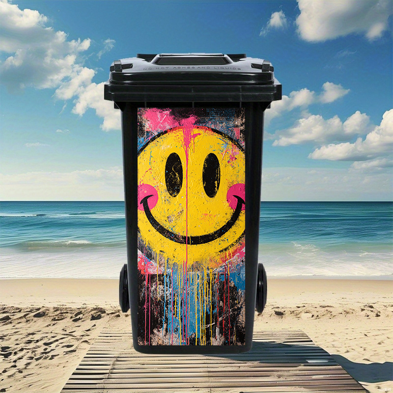 item picture 2d flat printing 1pc 2d pattern printing kitchen trash can sticker 37x82 cm   graffiti flow theme kitchen home decoration wallpaper self   for cabinets and wardrobes modern kitchen decoration  