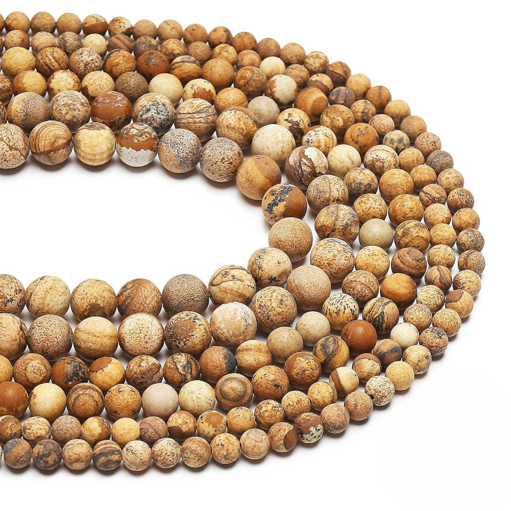 Natural Matte Picture Jasper Beads for DIY Bracelet and Necklace Making