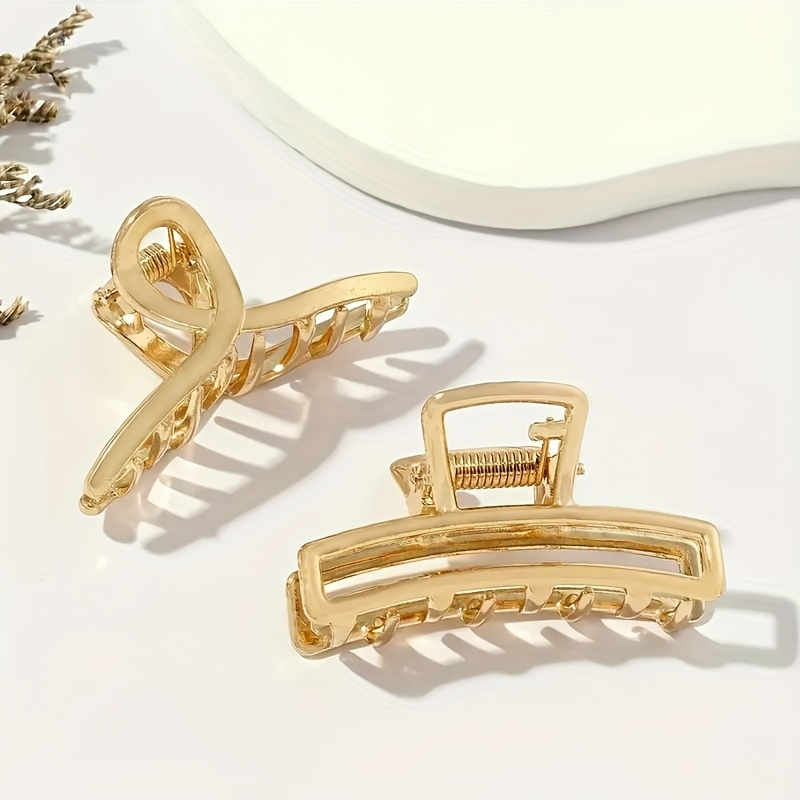 2-pack Elegant Metal Hair Clips For Women- Versatile Lightweight Portable Shark Suitable For All Hair Types