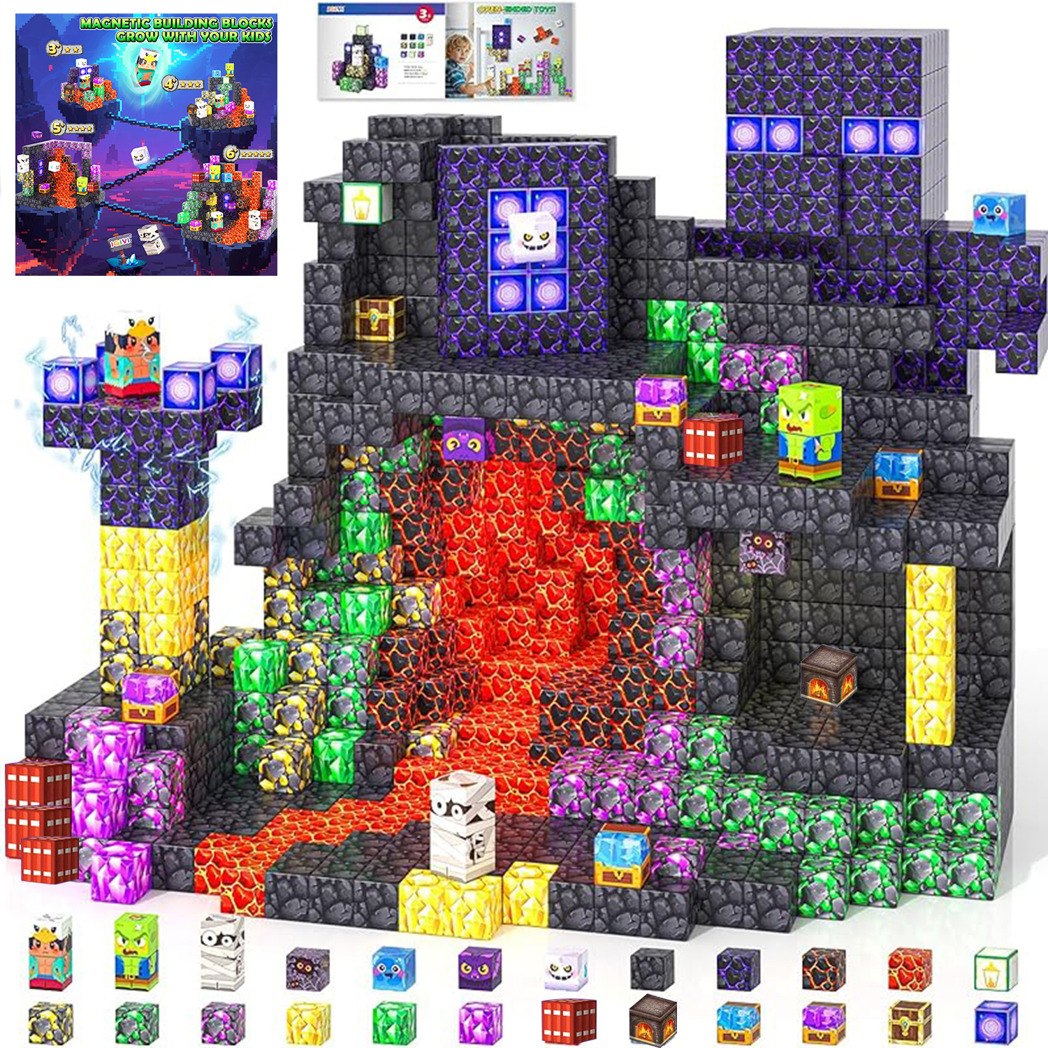 Image of High-rated 100pcs/.60pcs Magnetic Building Blocks, Sensory Toys For Children, Perfect Birthday Gift For Boys And Girls Aged 3-12, Construction Toys For Building A Magnetic World