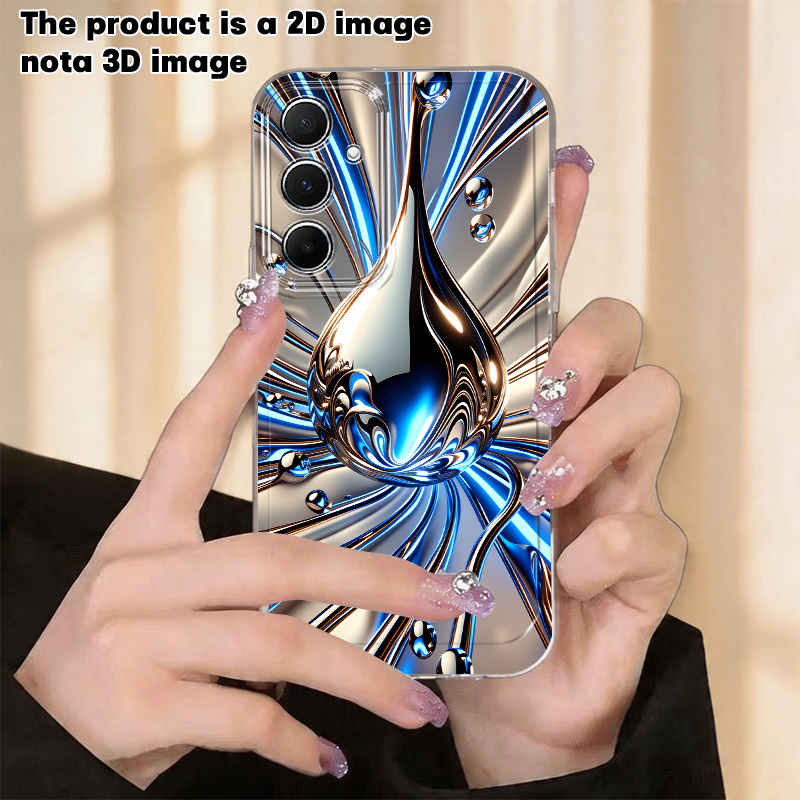 TEMU Phone Case: [2d Flat] Luminous Metallic Teardrop Abstract Art, Minimalist Futuristic Background Print, Suitable For , A5 A3 A02 A34 A13 A14 A32