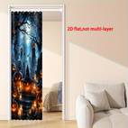 spooky halloween door curtain decoration with bats graveyard scene large door cover 39x79 inches hooks included machine washable polyester fabric for indoor outdoor home party or dorm decor no electricity needed halloween party decoration festive home accessory atmosphere bat motif durable material seasonal decoration event planners 2d flat