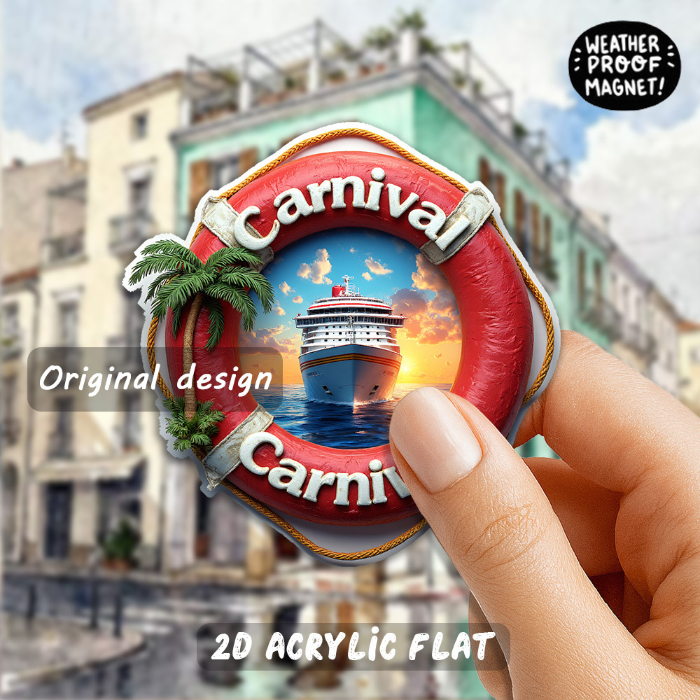 TEMU Round Tropical Cruise Fridge Magnets Suitable For Dishwasher Use - Base, Acrylic Palm Tree & Sunset Decor For Refrigerator, Christmas, Mother'