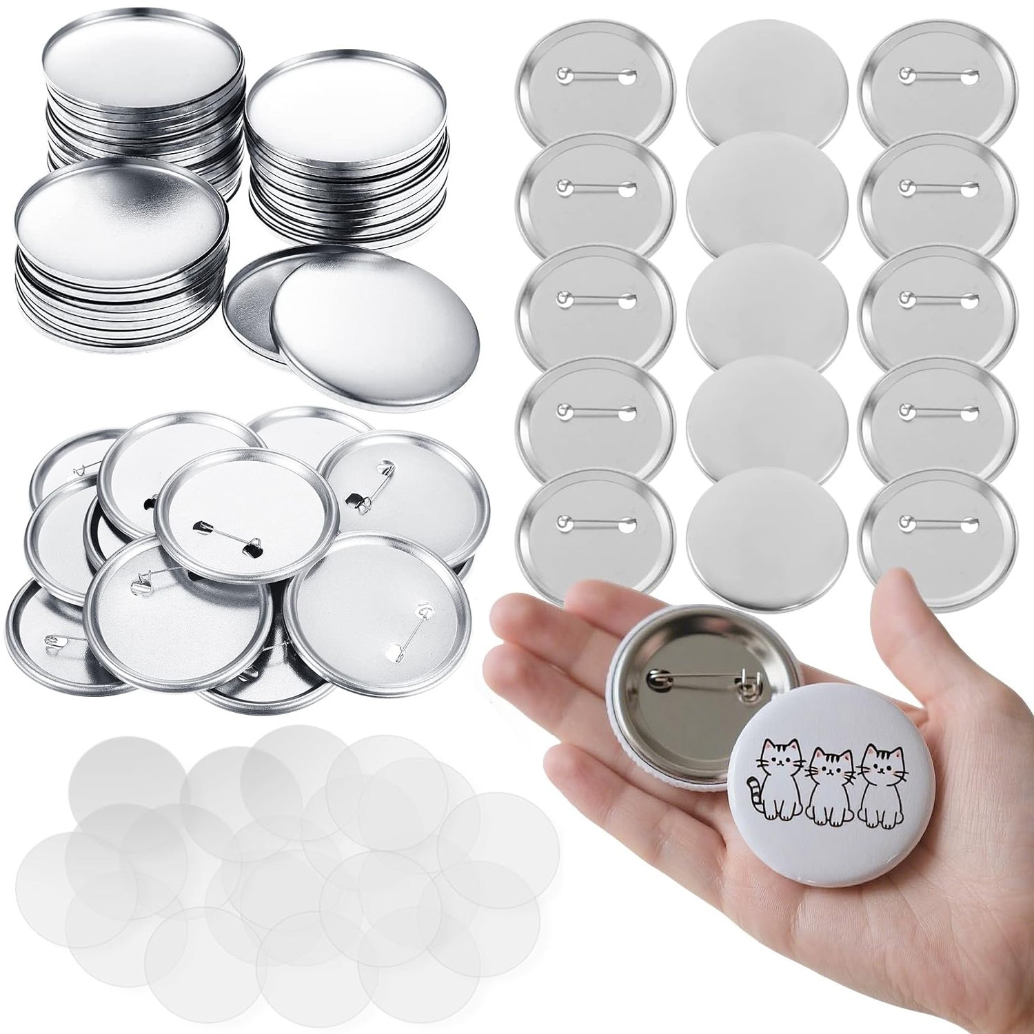 100pcs 58mm Blank Button Making Supplies Round Badge Parts Metal Pin Badge Kit For Button Maker Machine
