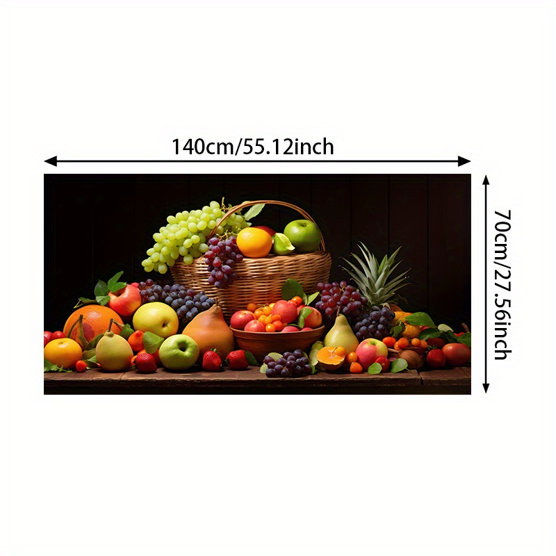 TEMU 1pc 27.56x55.12in Frameless Modern Abstract Vintage Fruits Canvas Painting - Vibrant Colorful Artwork With , Oranges, Grapes, , Pineapple &