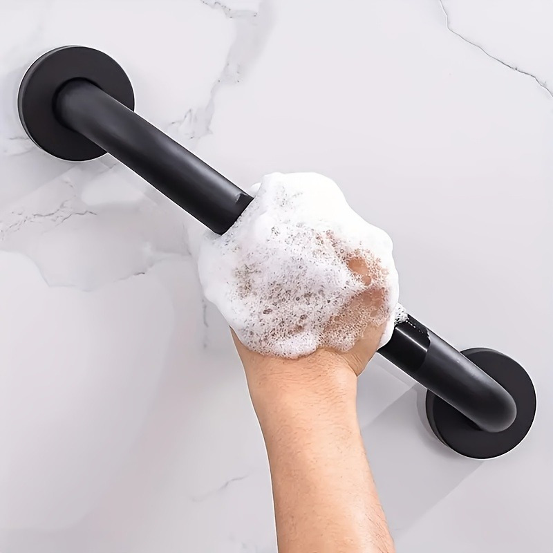 2 vnt. nerūdijančio plieno neslystančios vonios kambario atramos – juoda saugos turėklė su ergonomišku lenktais dizainu & neįgaliesiems, neslystantis vonios/dušo/tualeto/laiptų atramos elementas, patvarus -Grade mobilumo pagalbininkas, laiptų turėklas