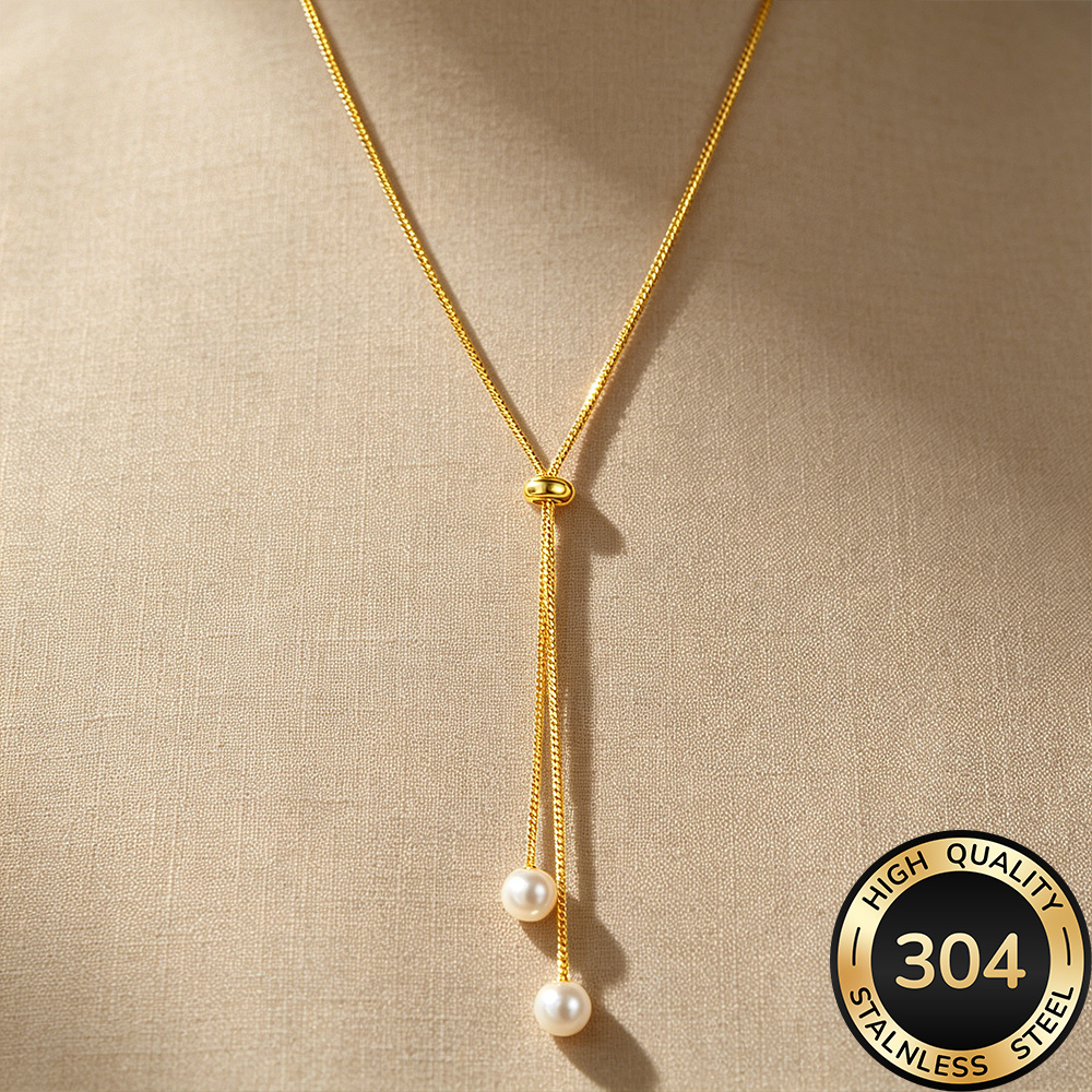 TEMU Collier Doré en Acier Inoxydable de Haute Qualité, Hypoallergénique, à la Décoloration, Simple et Élégant, Confortable et Polyvalent, un Collier
