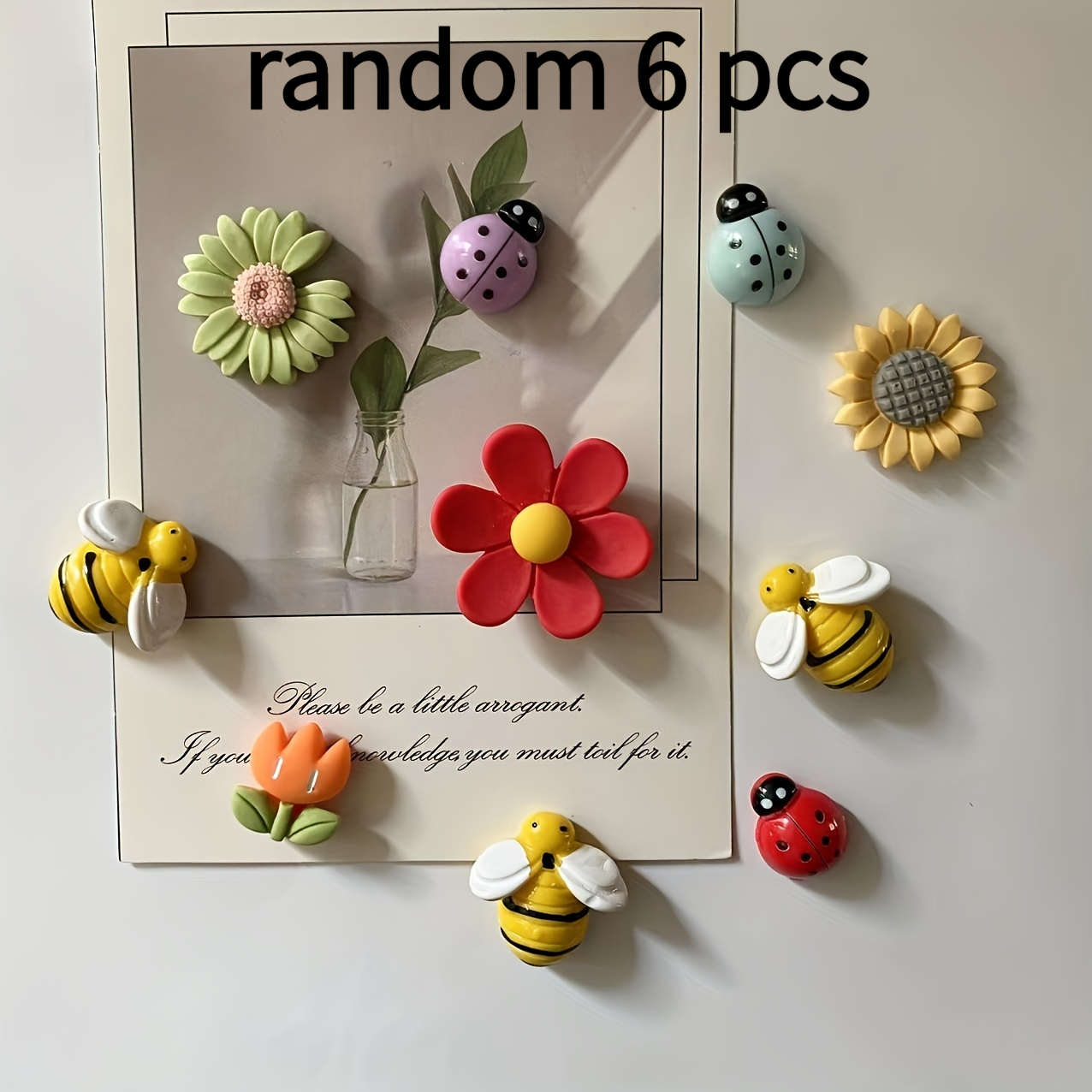 TEMU 6 piezas , Imanes para Refrigerador, Imanes de Dibujos Animados para Nevera, Imanes de Plantas Kawaii para Nevera, Pegatinas Magnéticas para