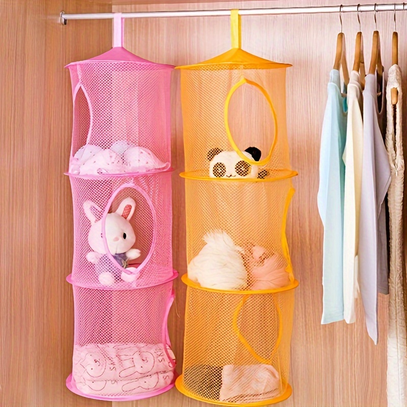 three layer foldable hanging net storage basket suitable for toys clothes socks underwear bath towels breathable plastic suitable for   room types and stores Product details 3